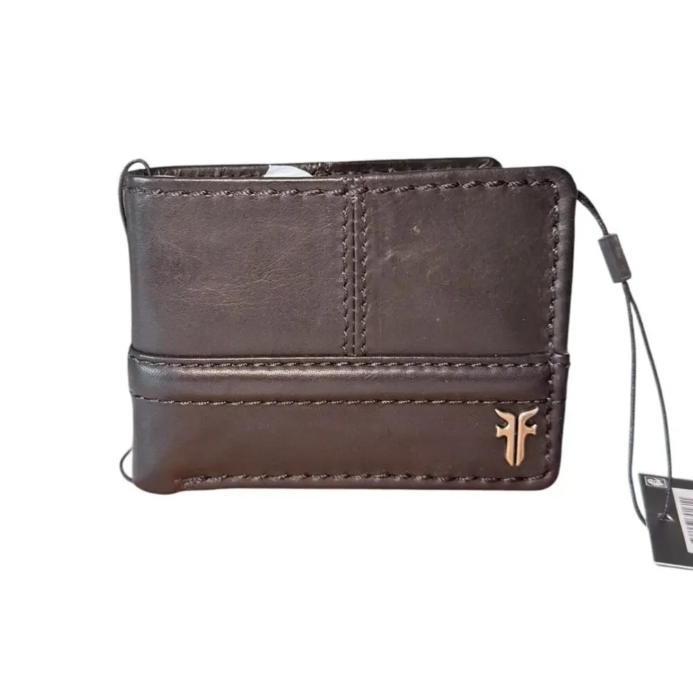 Frye Nash ID Window Leather Bifold Wallet black Boxed